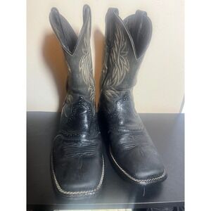 Ariat Men's Black Leather Western Cowboy Boots Square Toe 10016292 Size 7.5D